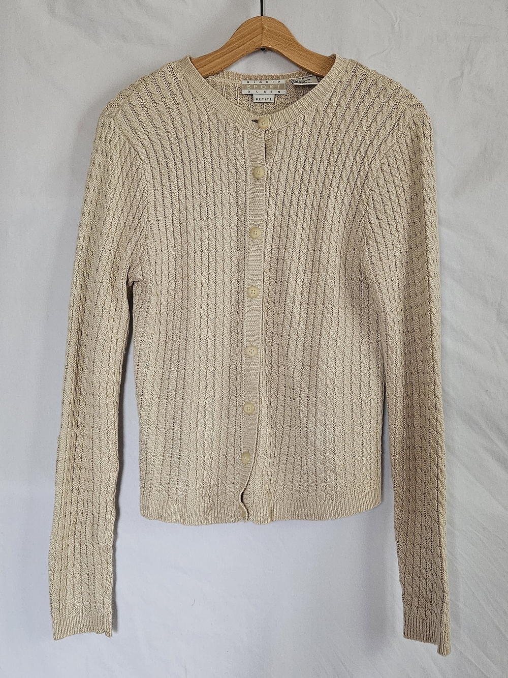 Vtg Sigrid Olsen Sport Cable Knit Cardigan Y2K Preppy Academia Granola Linen Med
